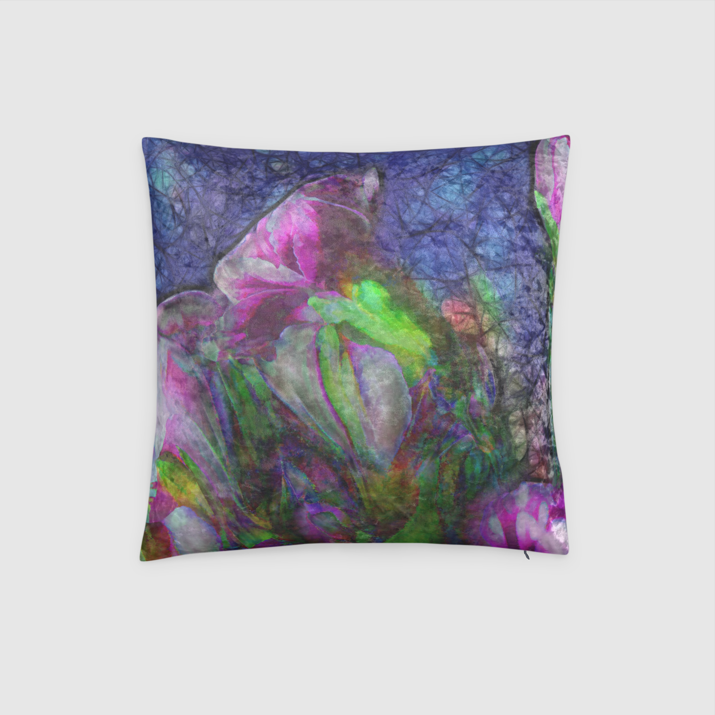 Abstract Pink Carnations Crushed Velvet Throw Pillow