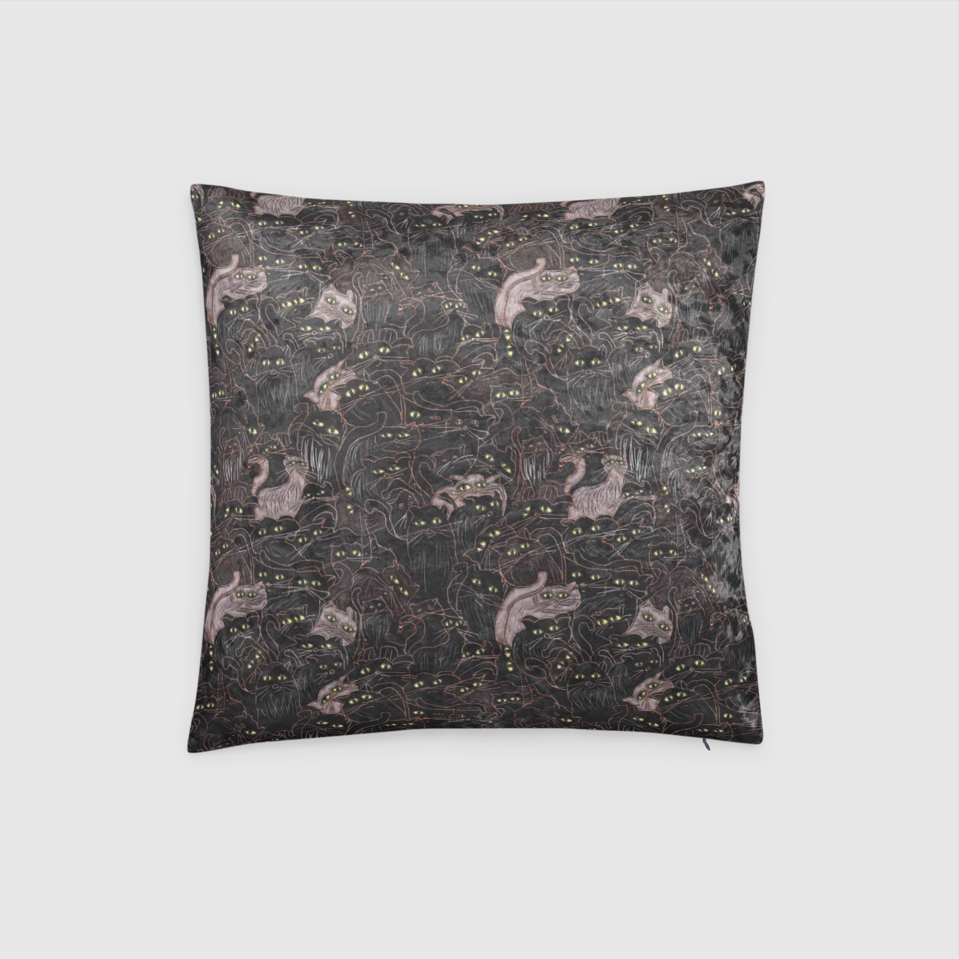 Black Cats Pattern Crushed Velvet Throw Pillow