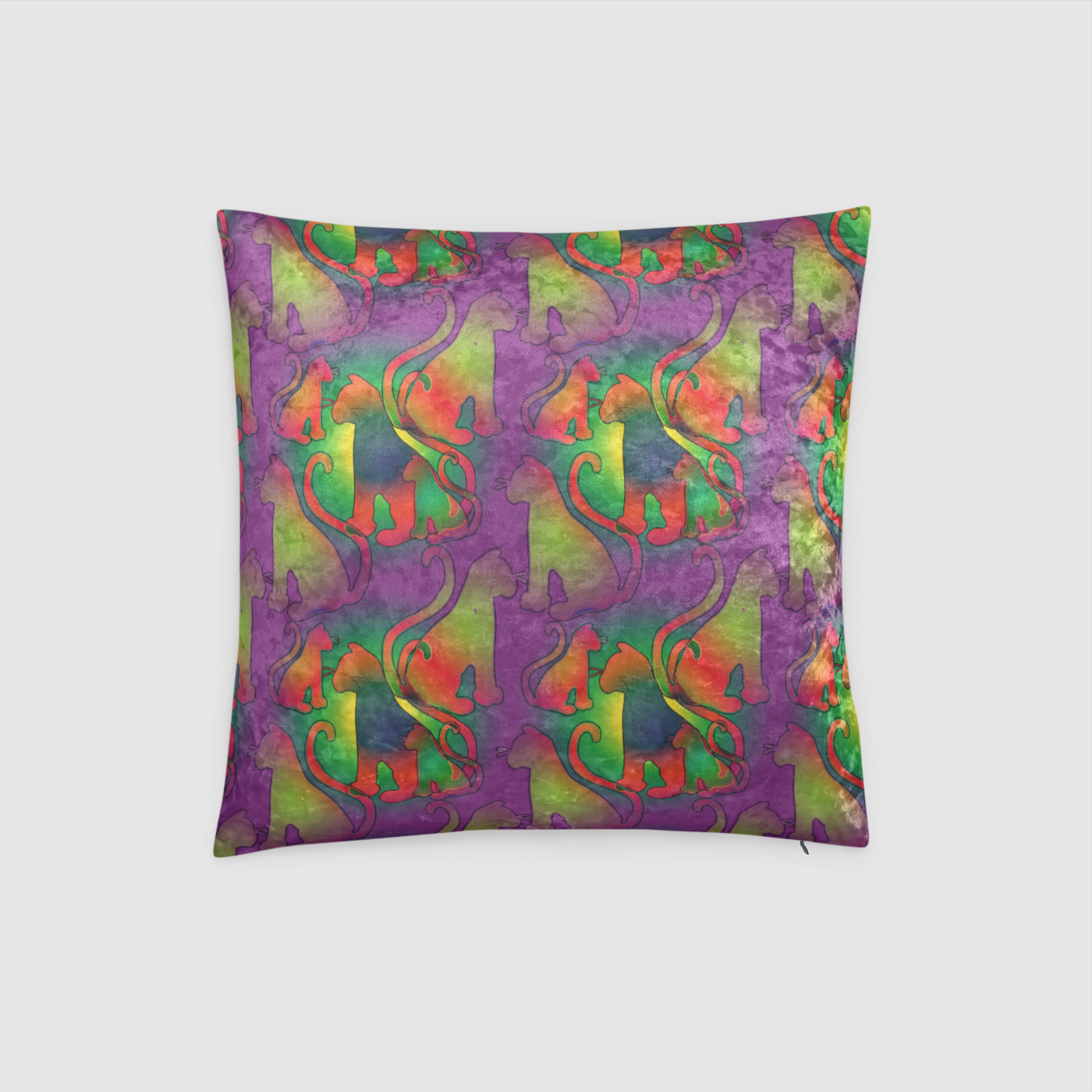 Abstract Cats Crushed Velvet Throw Pillow