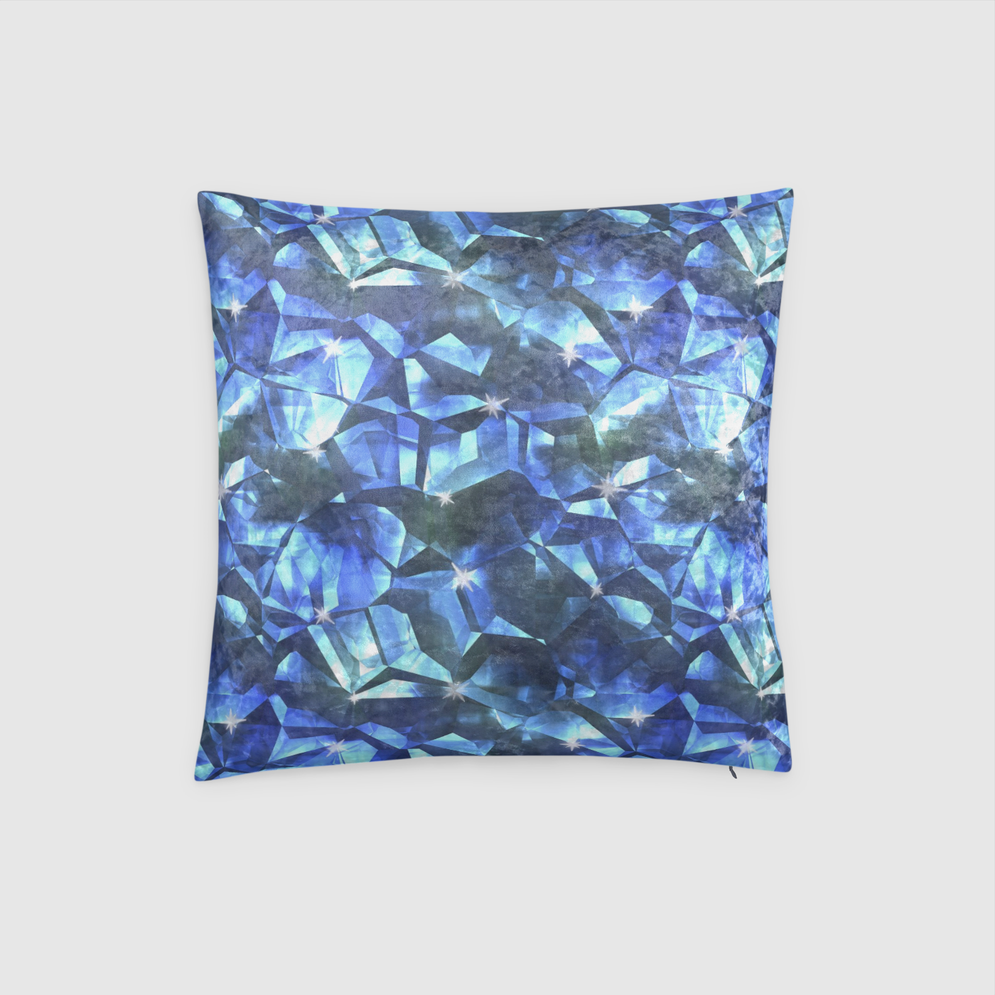 Blue Crystal Pattern Crushed Velvet Throw Pillow