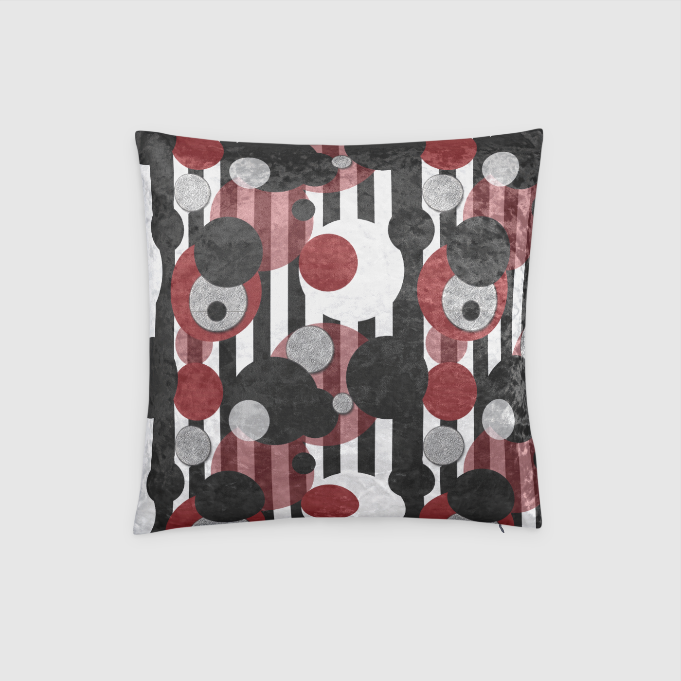 Black and White Stripes Dots Crushed Velvet Throw Pillow