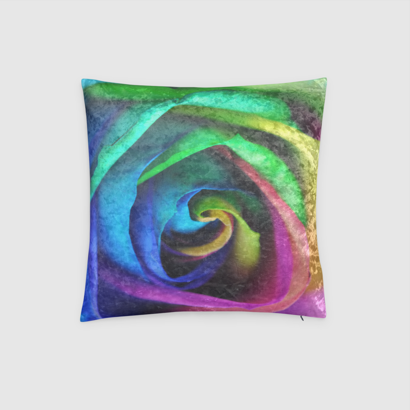 Rainbow Rose 17 Crushed Velvet Throw Pillow