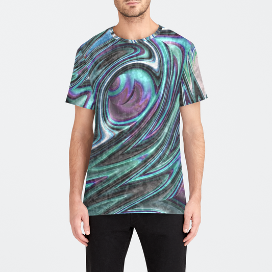 Blue Swirl Fractal Mens Velvet Tee