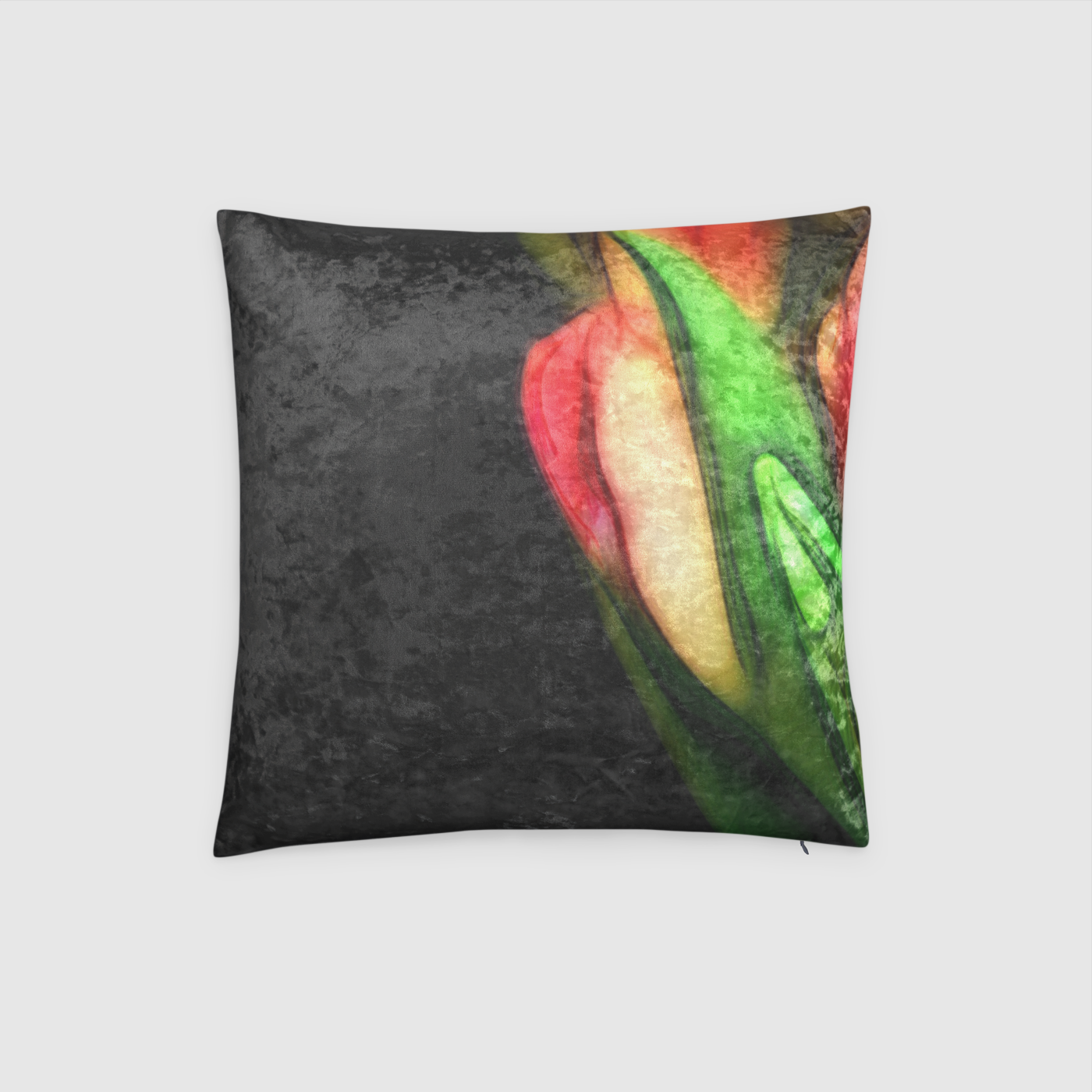 Abstract Pink Tulips Crushed Velvet Throw Pillow