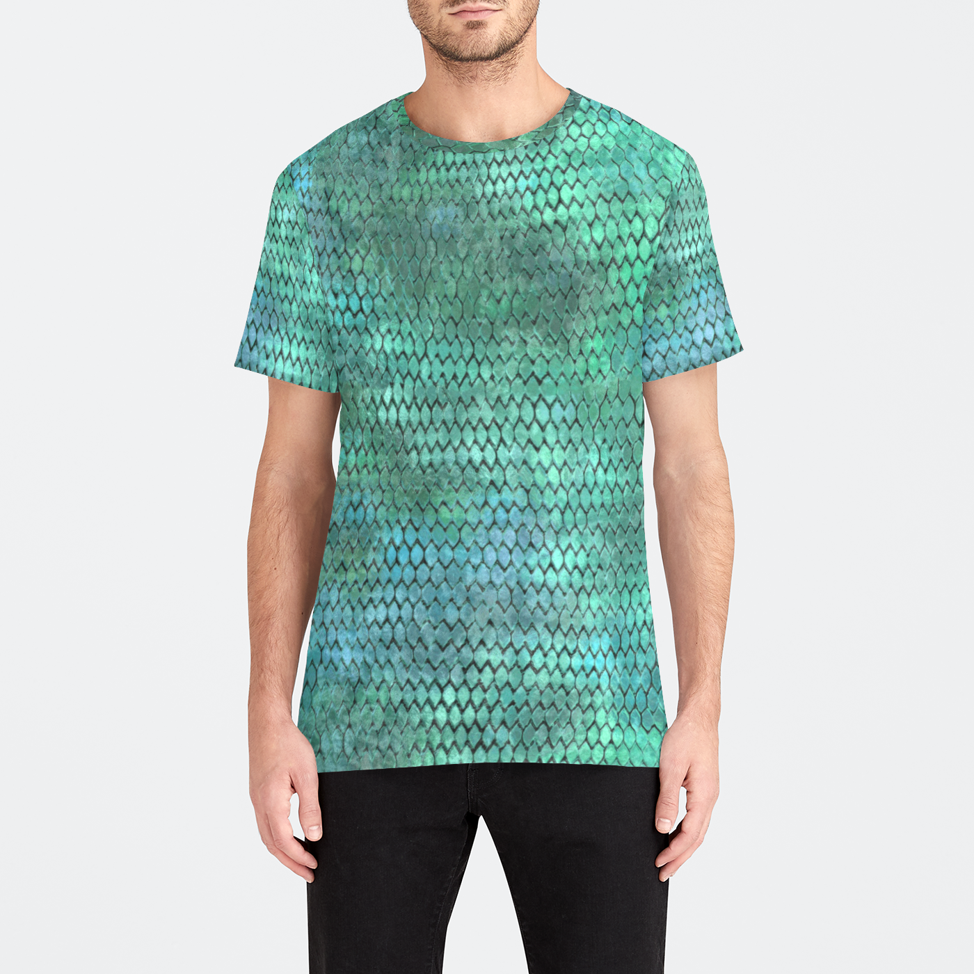 Blue Green Dragon Scales Mens Velvet Tee