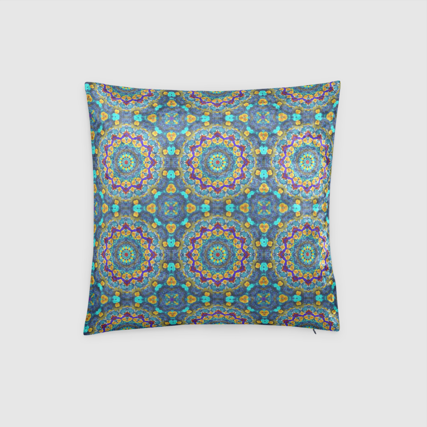 Blue Green Blur Kaleidoscope Crushed Velvet Throw Pillow