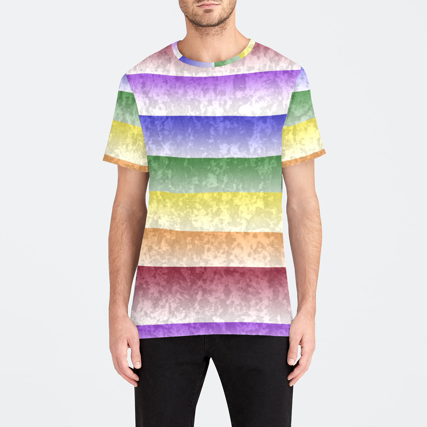 Rainbow Gradient Stripes Mens Velvet Tee