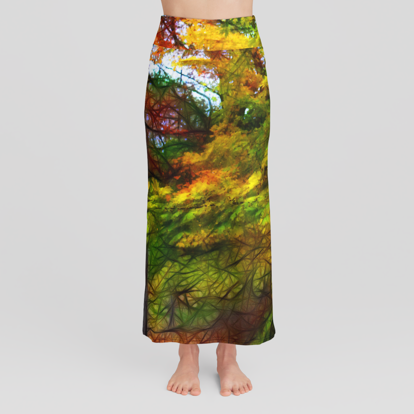 Fall Color Abstract High Waist Skirt