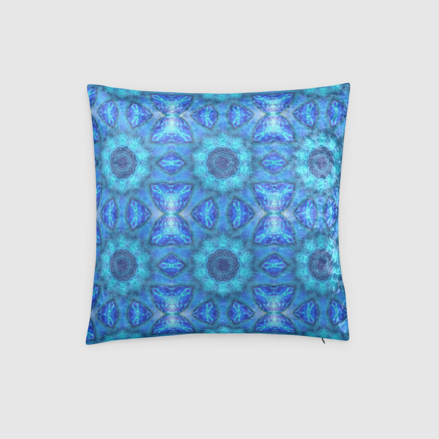 Blue Ocean Kaleidoscope Crushed Velvet Throw Pillow