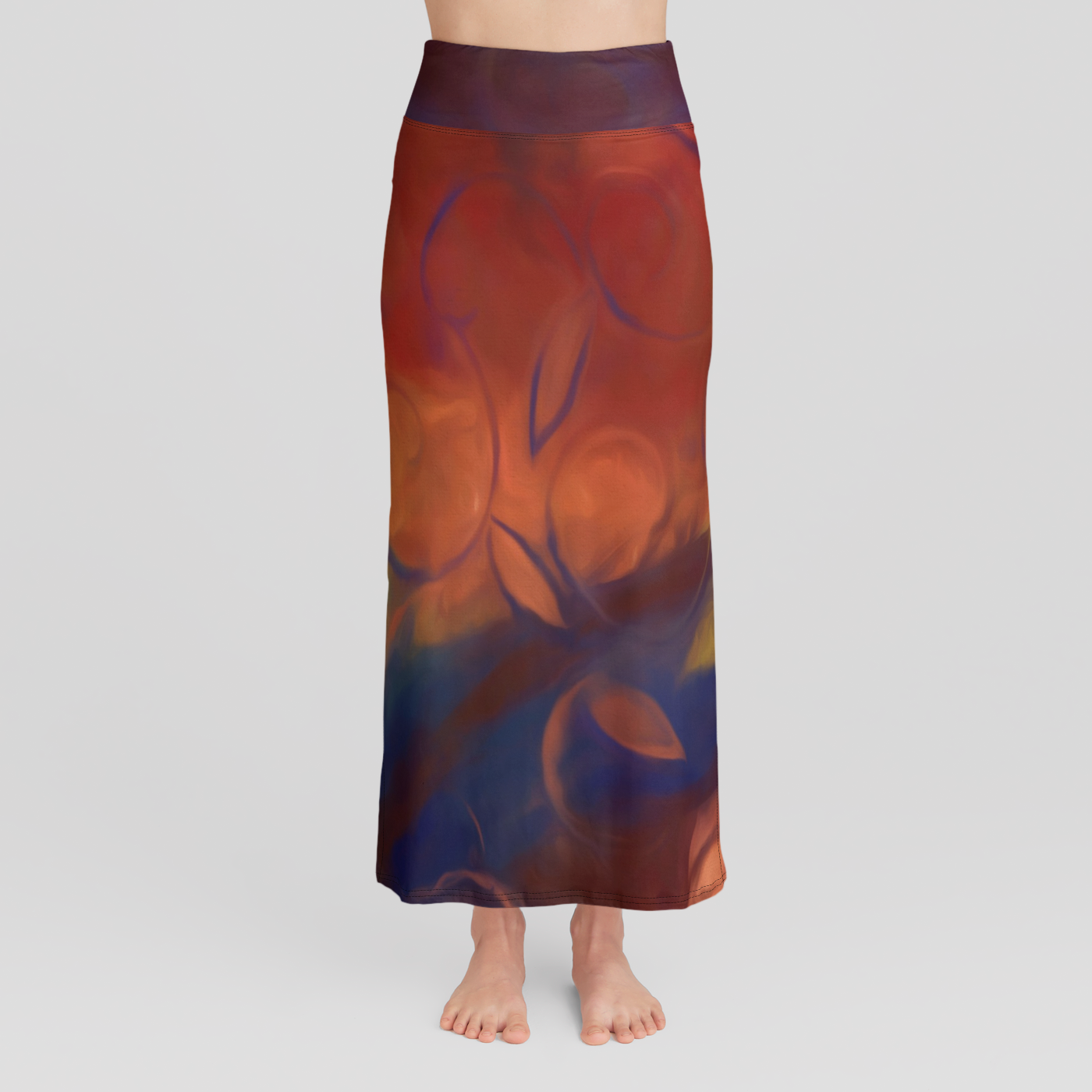 Abstract Fall Swirls High Waist Skirt