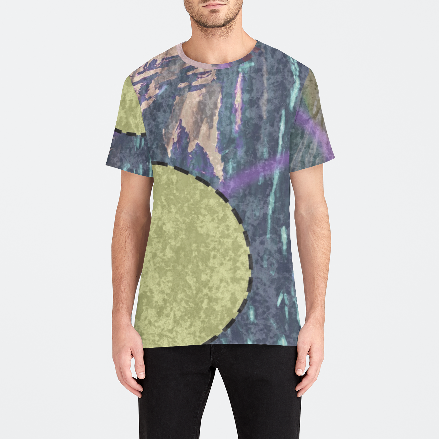 Blue Green Splatter Dots Mens Velvet Tee