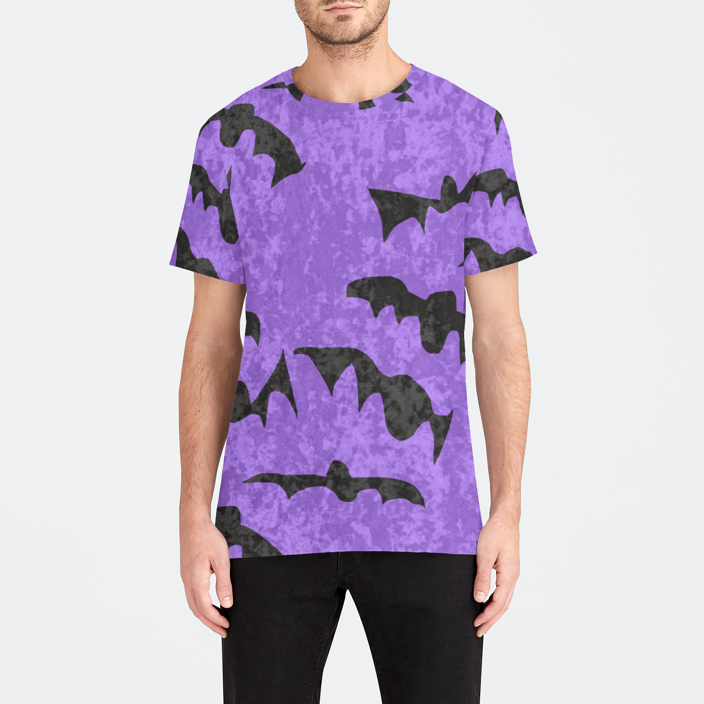 Bats Pattern Mens Velvet Tee