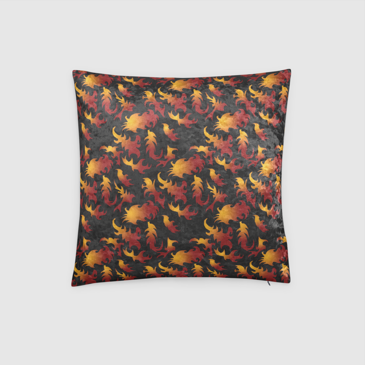 Abstract Flames Crushed Velvet Throw Pillow