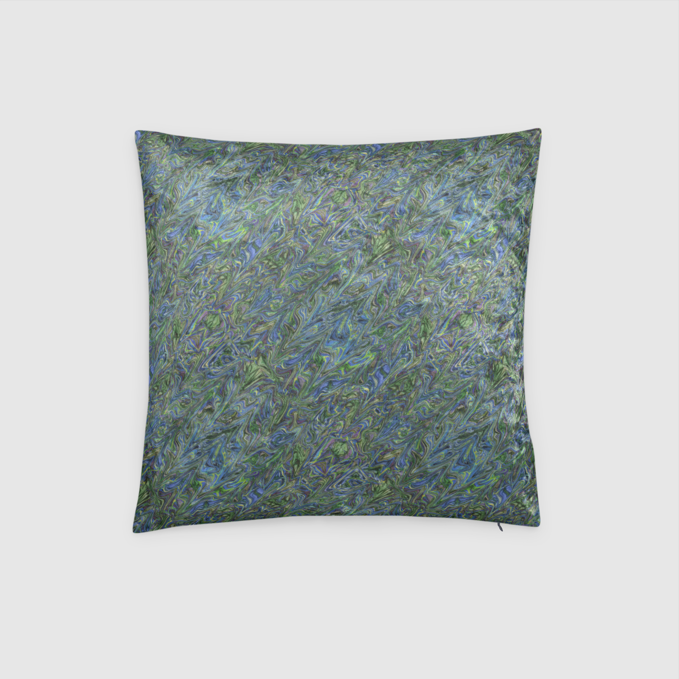 Blue Green Liquid Marbling Crushed Velvet Throw Pillow