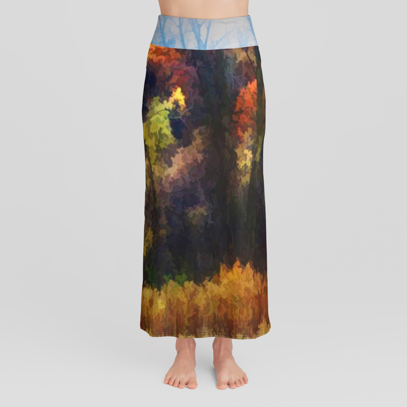 Fall Abstract Landscape High Waist Skirt