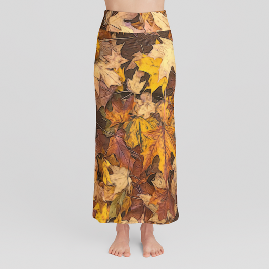 Late October Leaves 3 High Waist Skirt