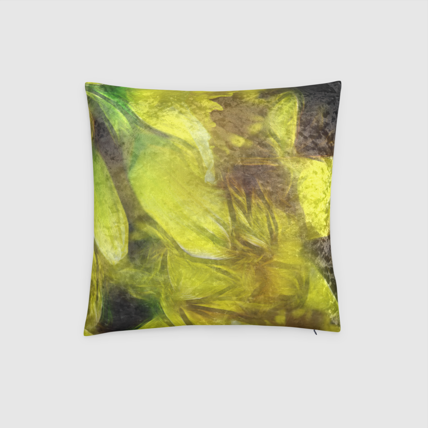 Abstract Yellow Daffodils Crushed Velvet Throw Pillow