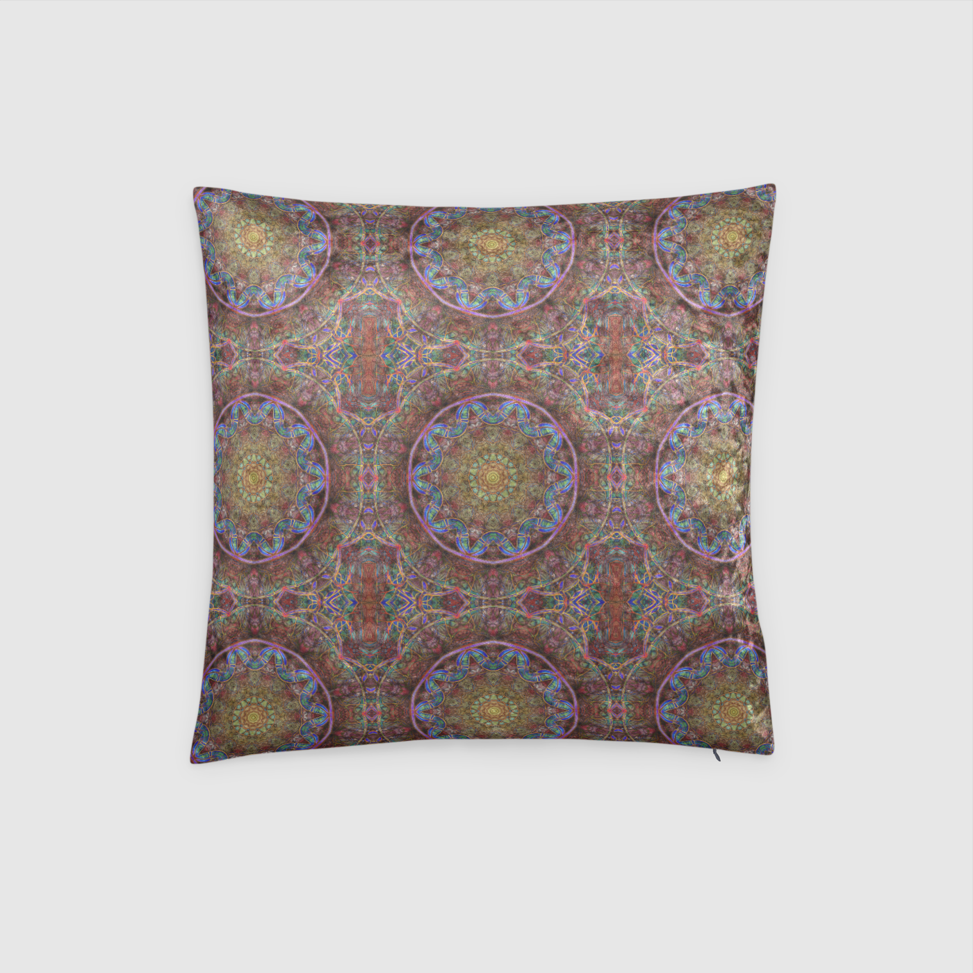 Blue Pink Windy Kaleidoscope Crushed Velvet Throw Pillow