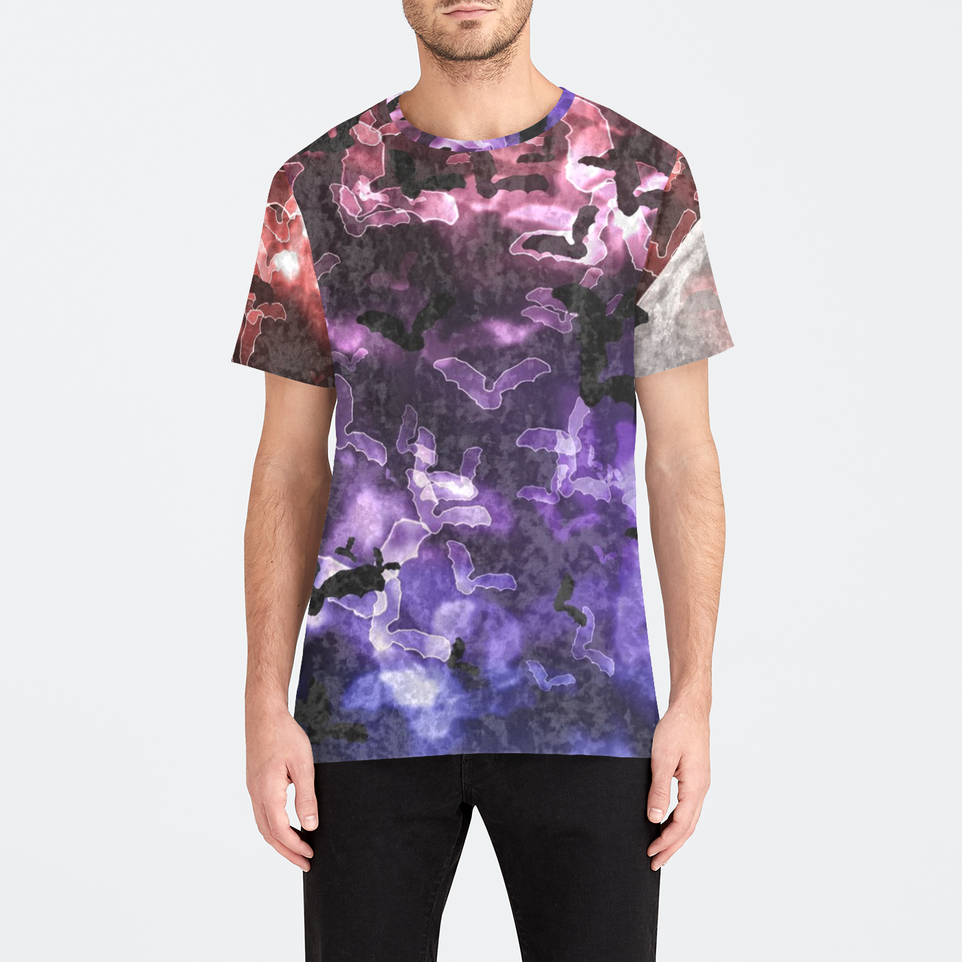 Bokeh Bats Moon Mens Velvet Tee