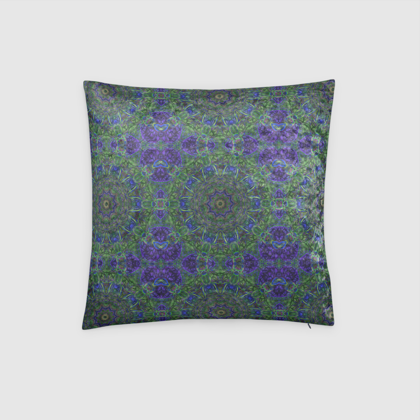 Blue Green Ribbon Kaleidoscope Crushed Velvet Throw Pillow