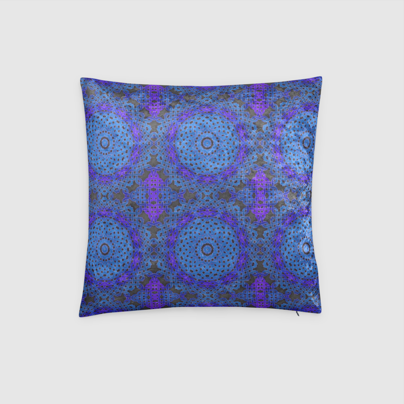 Blue Celtic Knot Kaleidoscope Crushed Velvet Throw Pillow