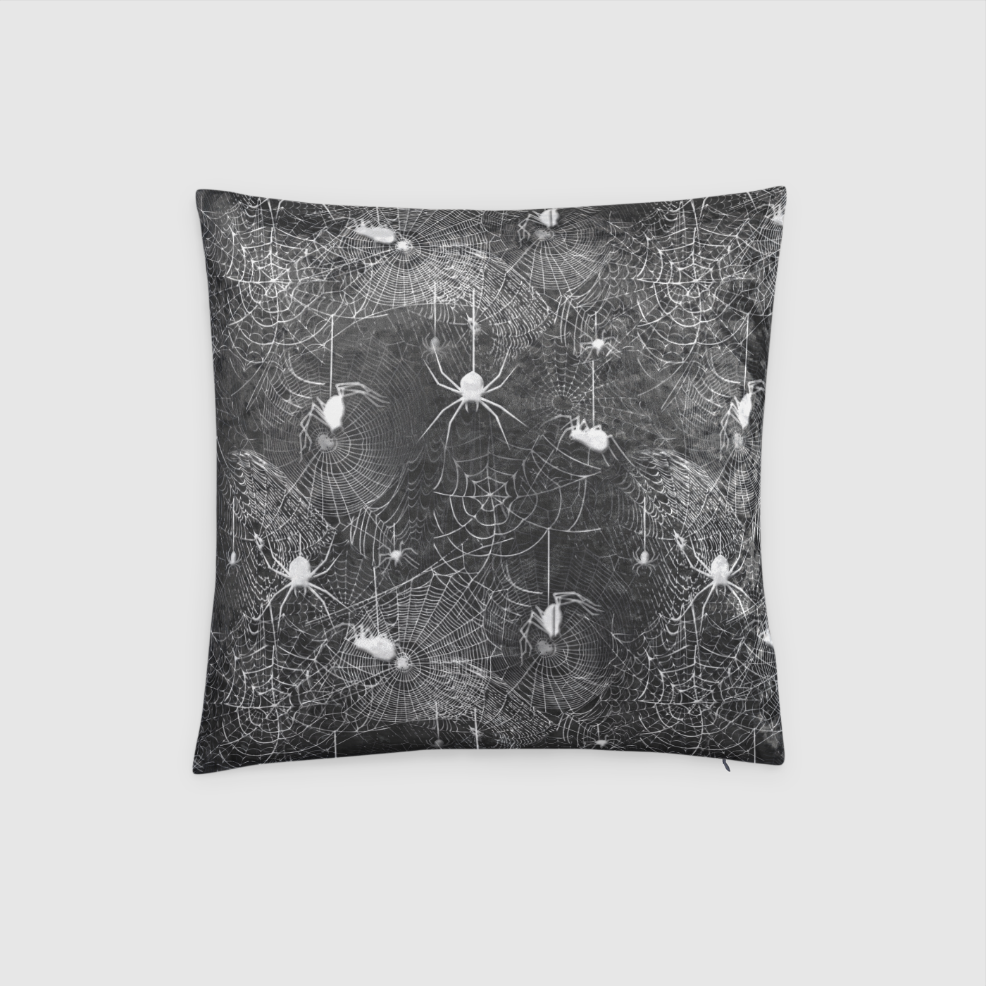 Black and White Spider Webs Crushed Velvet Throw Pillow