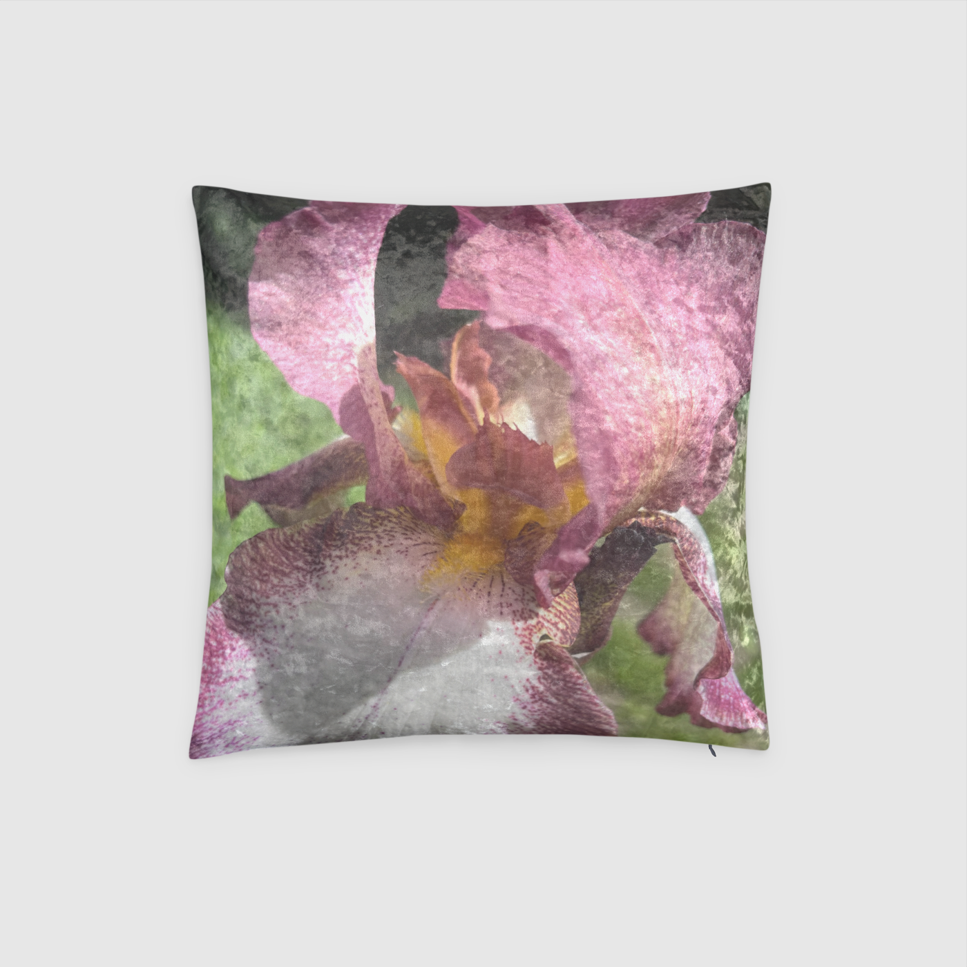 Burgundy Iris Crushed Velvet Throw Pillow