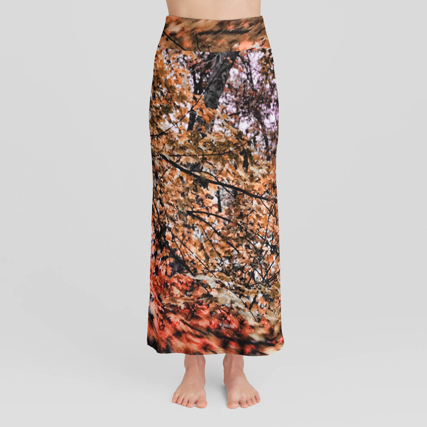 Fall Windy Leaves High Waist Skirt