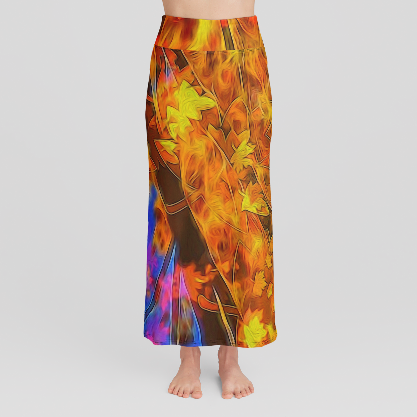 Fall Bokeh Highlights High Waist Skirt