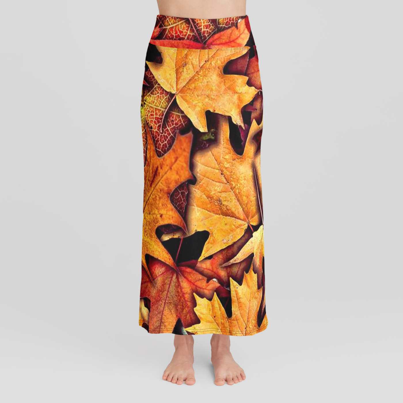 Fall Leaves Pattern High Waist Skirt