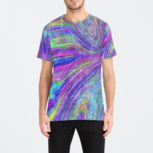 Abstract With Blue Mens Velvet Tee