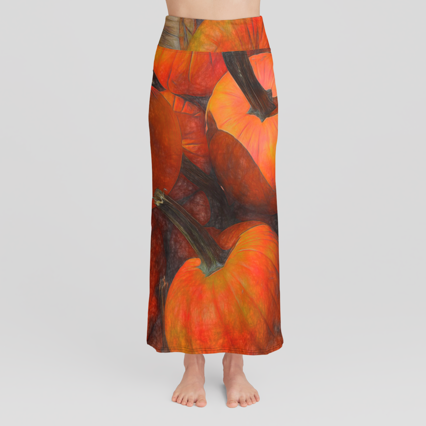 Fall Pumpkin Pile High Waist Skirt