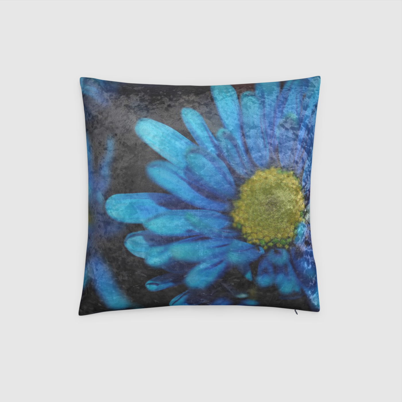 Blue Daisy Crushed Velvet Throw Pillow