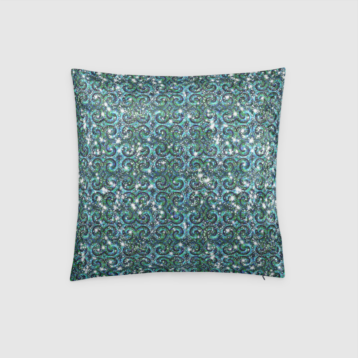 Blue Ice Sparkle Swirl Crushed Velvet Throw Pillow