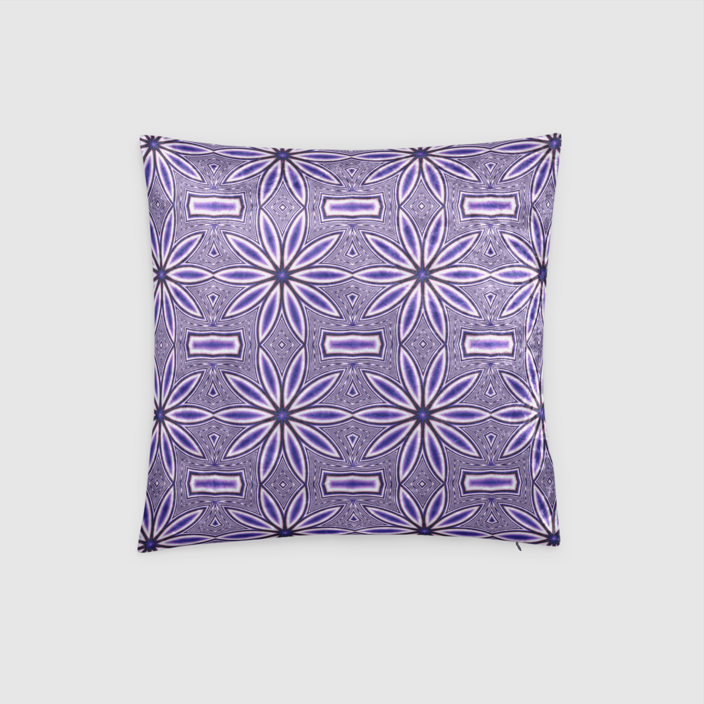 Blue Flower Kaleidoscope Crushed Velvet Throw Pillow