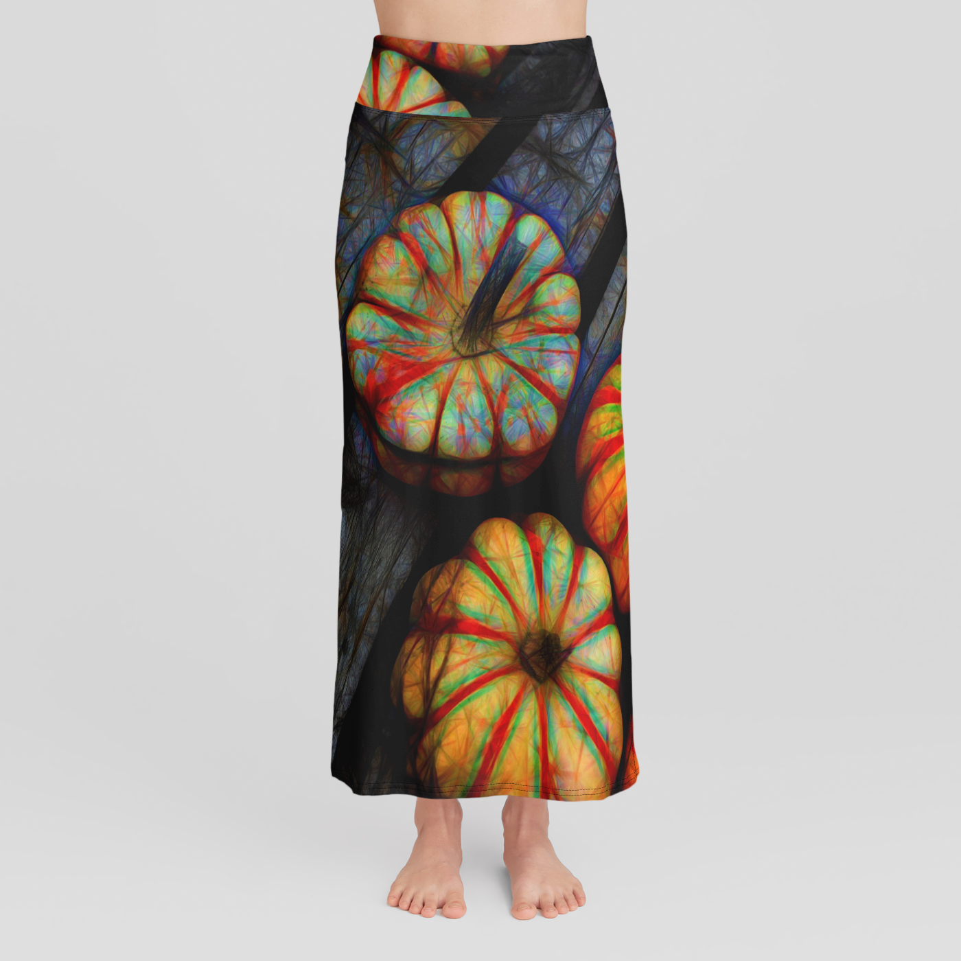 Fall Colorful Gourds High Waist Skirt