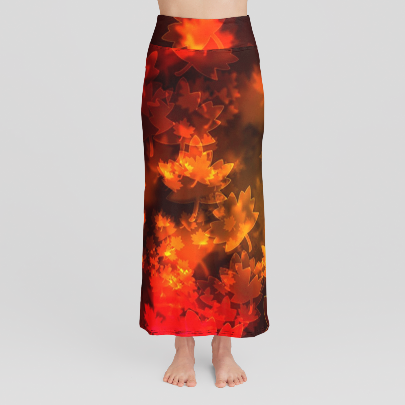 Fall Leaves Bokeh High Waist Skirt