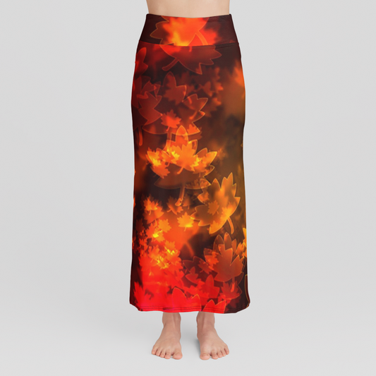 Fall Leaves Bokeh High Waist Skirt