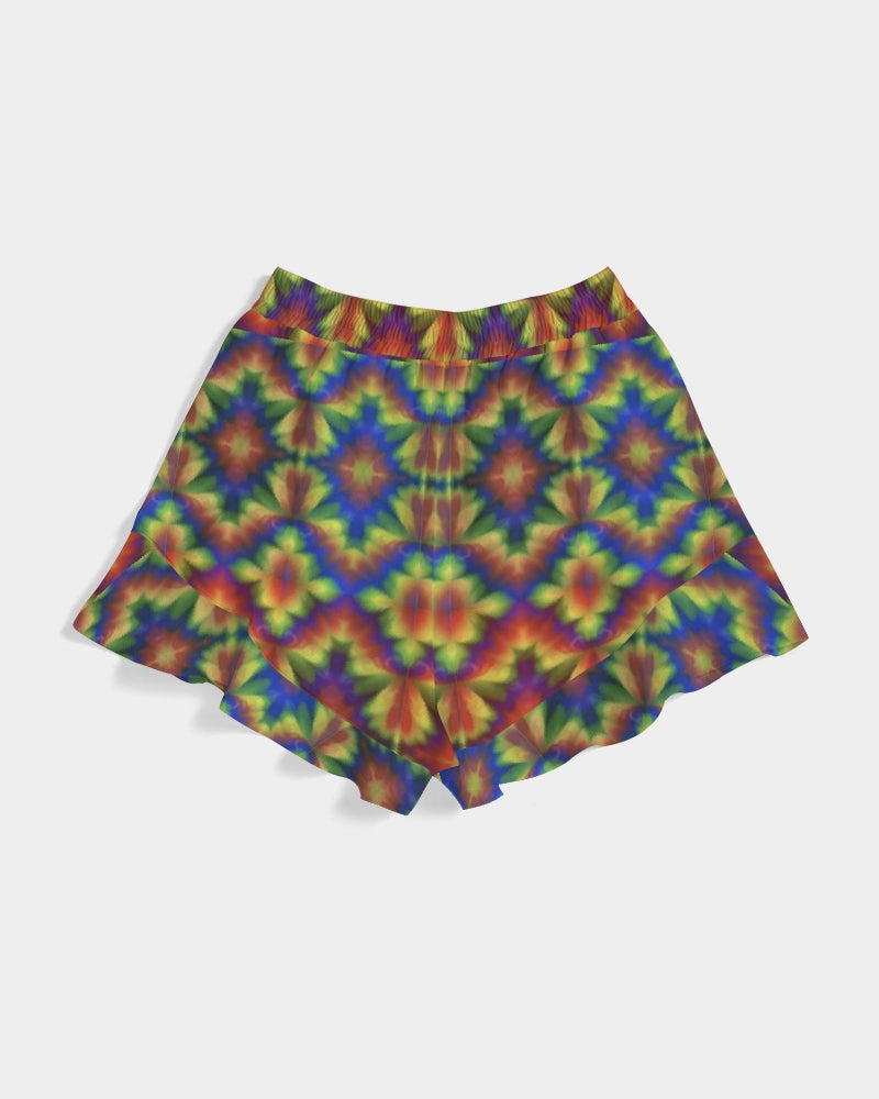 Carnival Kaleidoscope Women's All-Over Print Ruffle Shorts