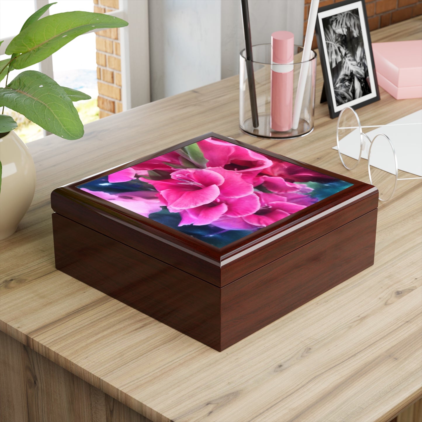 Dark Pink Gladiolas Jewelry Box