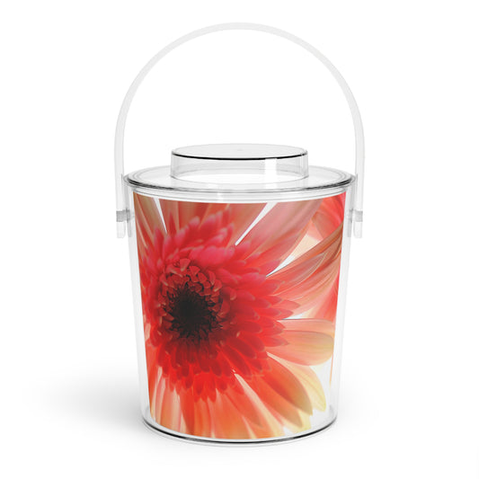Ethereal Pink Daisy Ice Bucket with Tongs