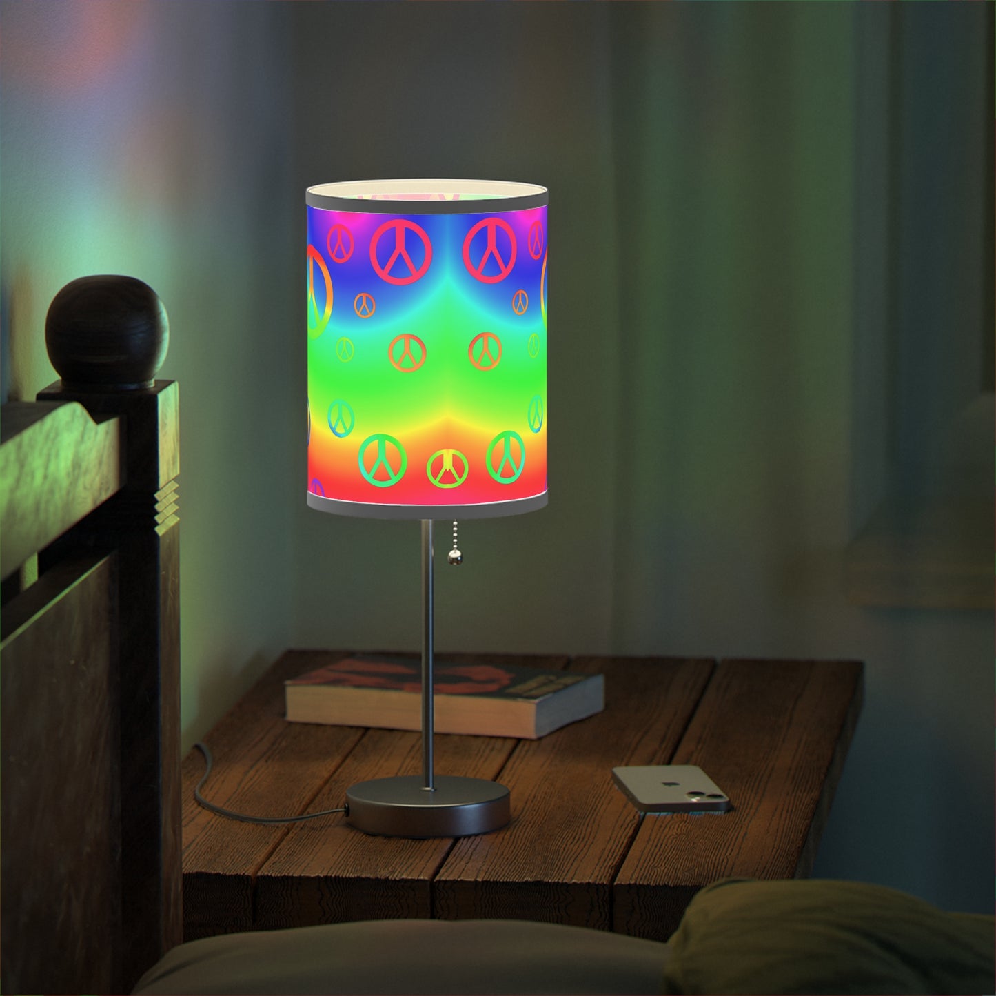 Rainbow Peace Sign Lamp on a Stand, US|CA plug