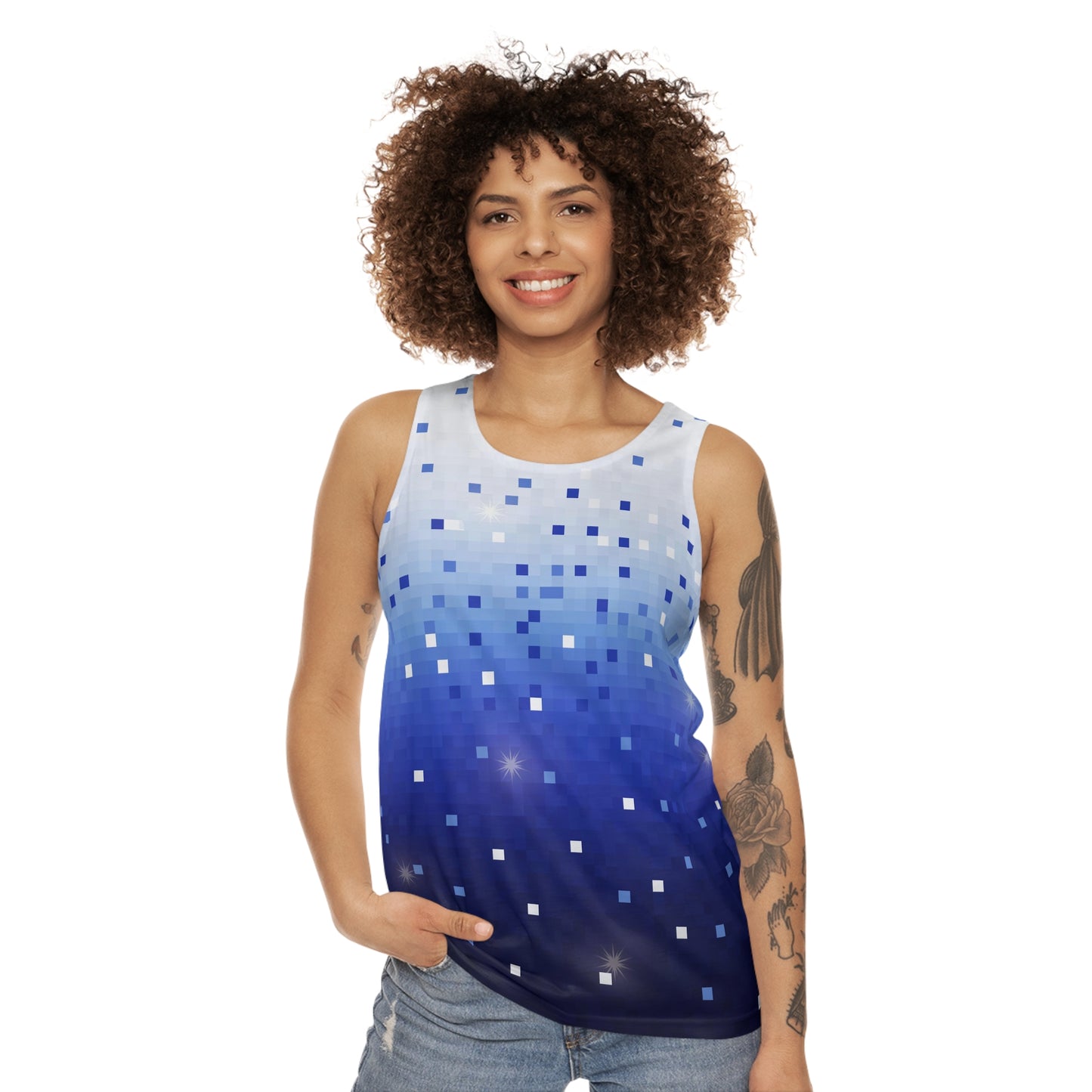 Blue Square Confetti Unisex Tank Top (AOP)