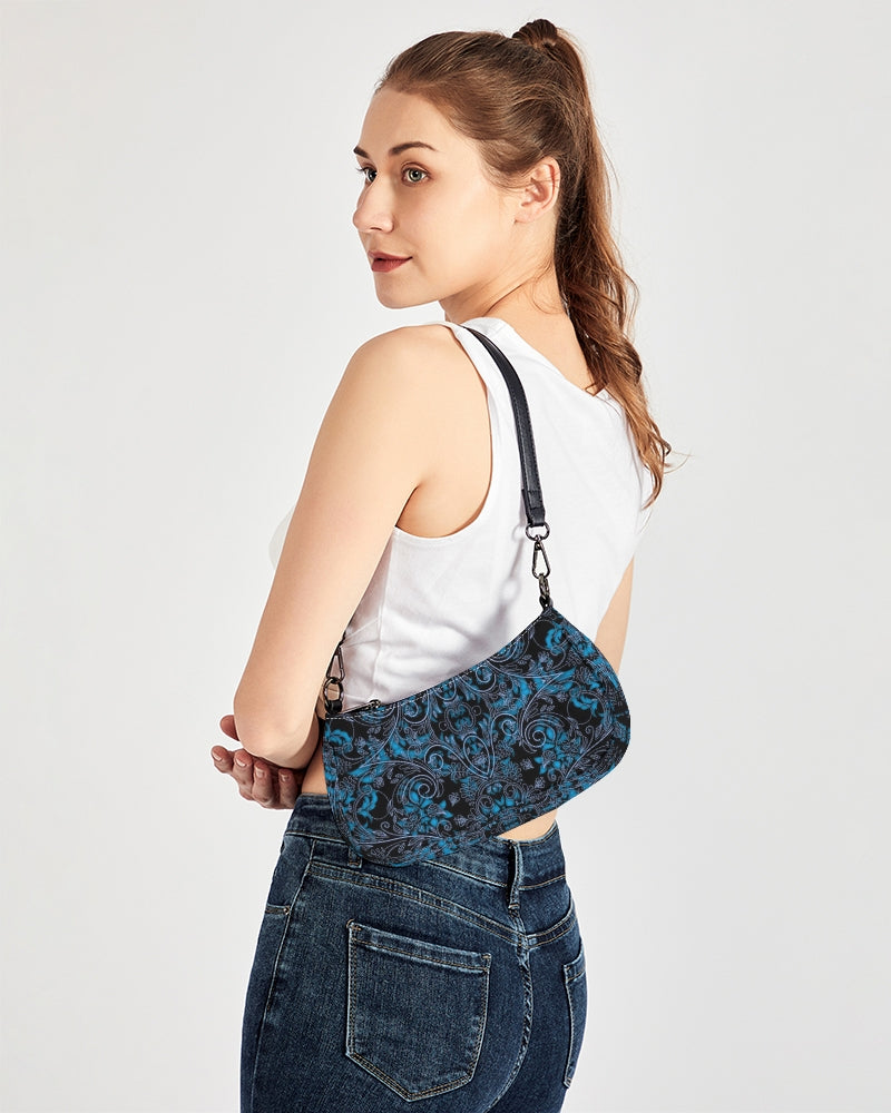 Blue Vines and Lace Petite Canvas Pouch