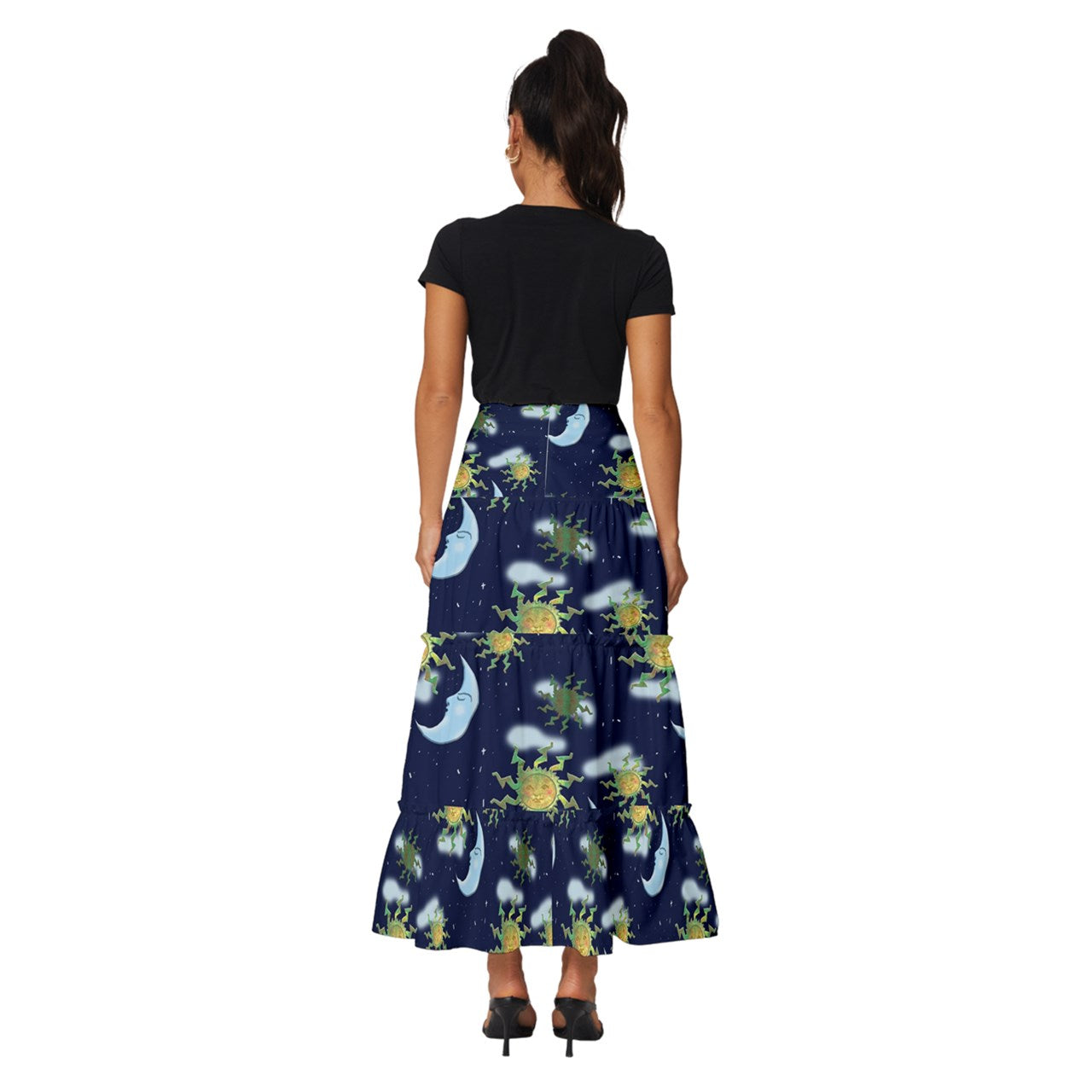 Antique Sun Tiered Ruffle Maxi Skirt