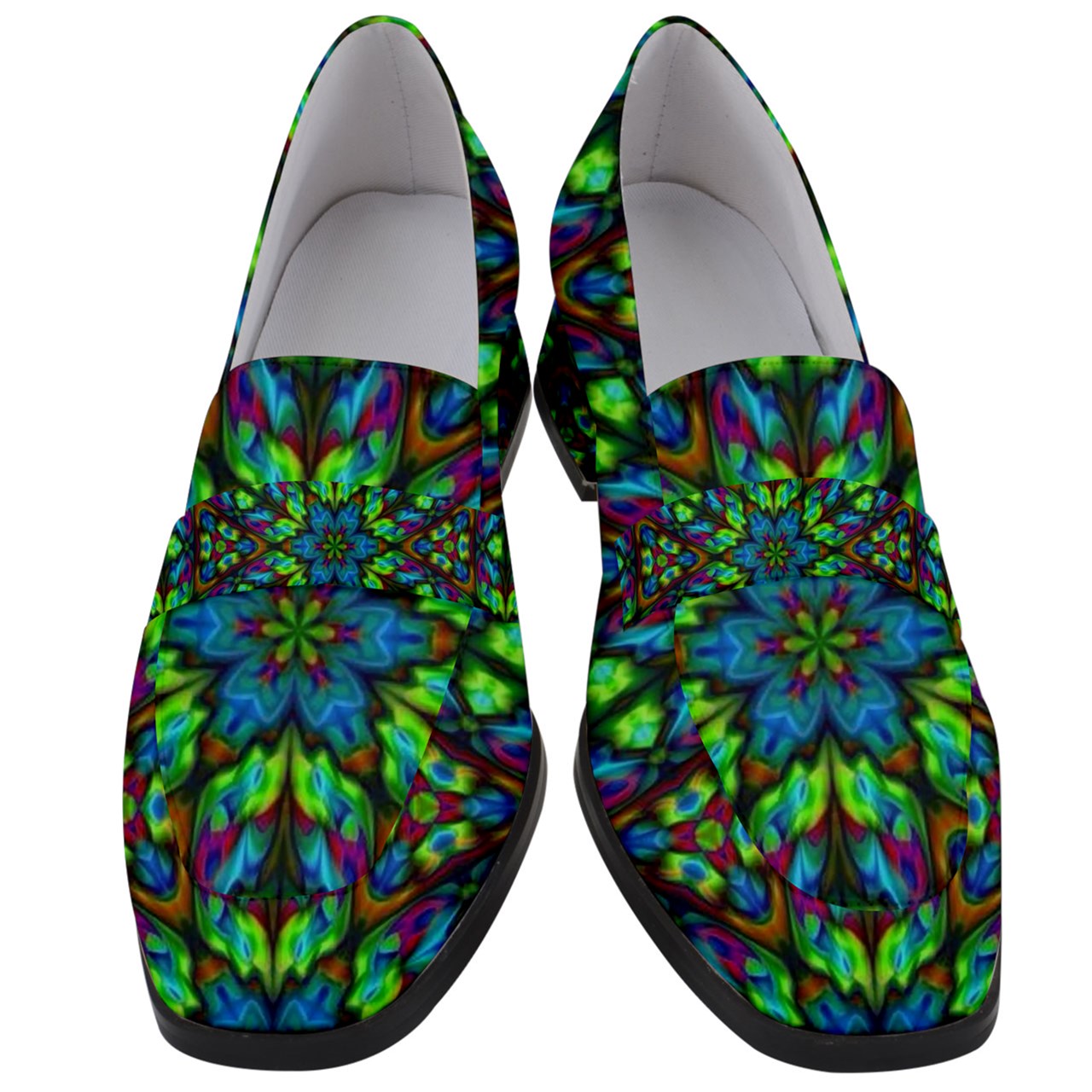 Blue Green Kaleidosscope Women's Chunky Heel Loafers