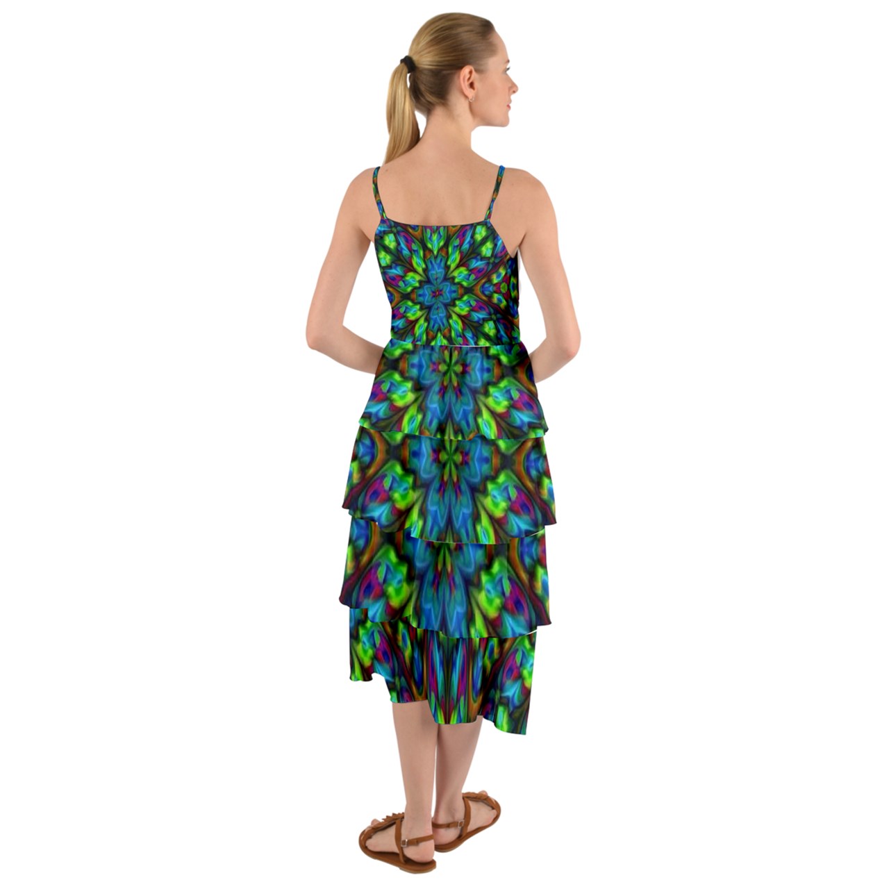 Blue Green Kaleidoscope Layered Bottom Dress