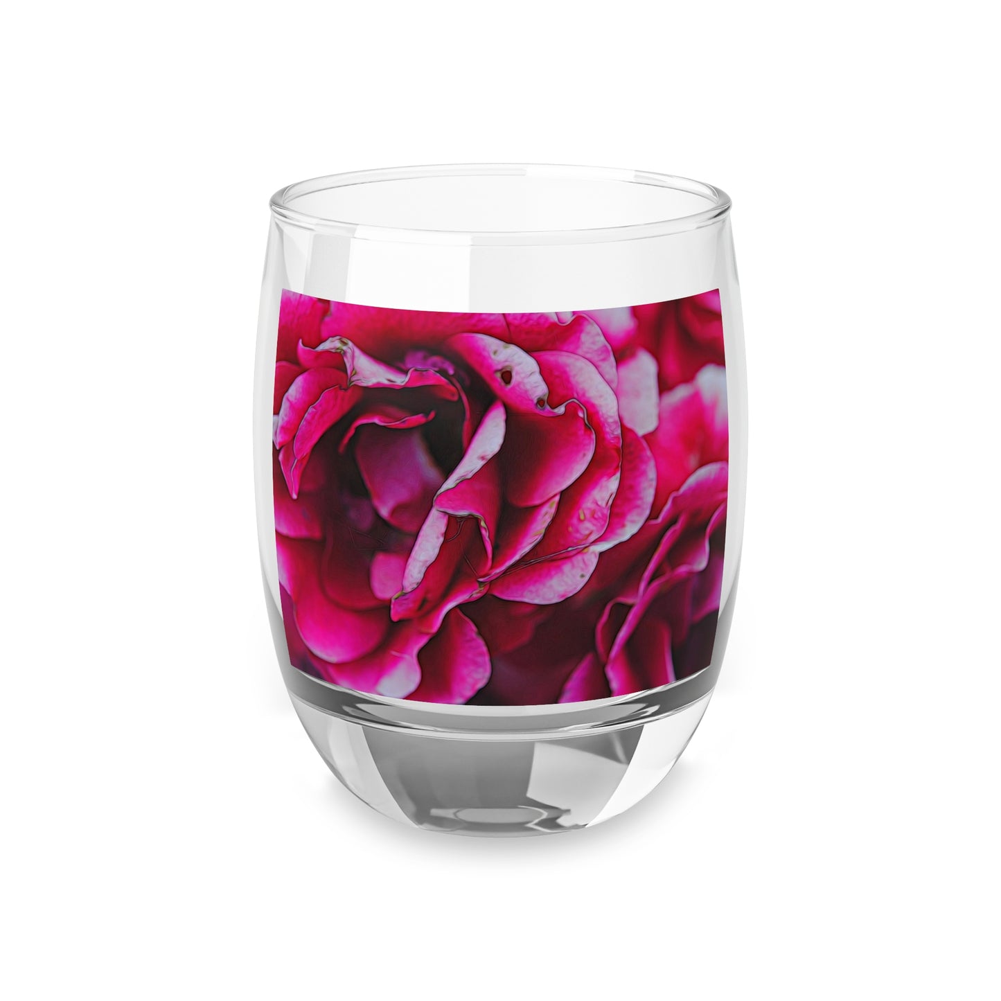 Dark Pink Flowers Whiskey Glass