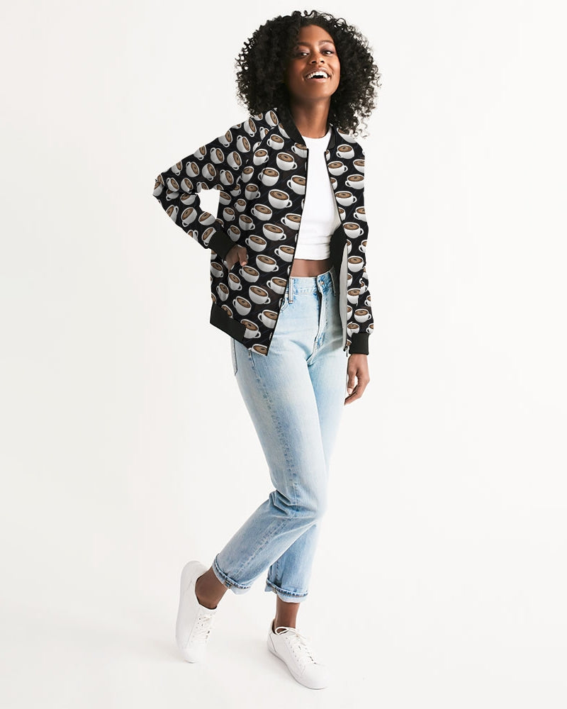 Coffee Pattern Women's All-Over Print Bomber Jacket