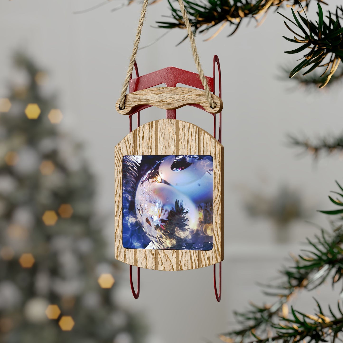 Blue Ice Ornament Sled Ornaments